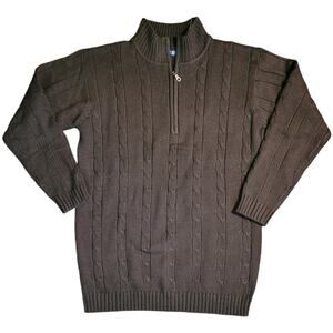 NWT Vintage 90s Bon-Ton Alexis Reed Brown 1/4 Zip Sweater Mens Small Deadstock